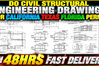 do civil structural engineering drawings for california texas florida permit
