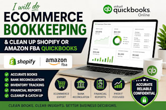 do ecommerce bookkeeping and clean up shopify or amazon fba quickbooks