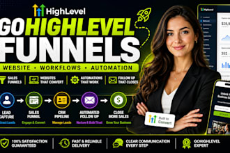 build gohighlevel sales funnels, websites, workflows and automations