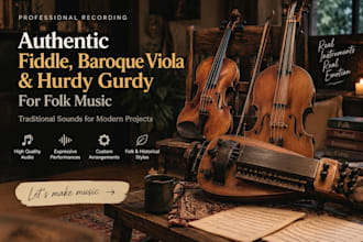 record authentic fiddle, baroque viola and hurdy gurdy for folk music