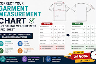 correct your garment measurement chart and clothing measurement spec sheet