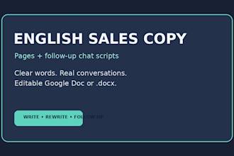 write english sales copy or 8 follow up chat scripts