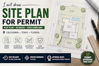 draw site plan for permit, plot plan setbacks, california texas florida