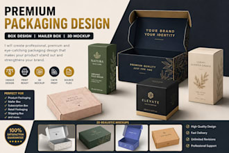 design premium product packaging design, box design and mailer box with 3d pouch