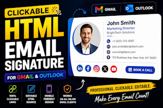 creare clickable HTML email signature for gmail and outlook email signature html