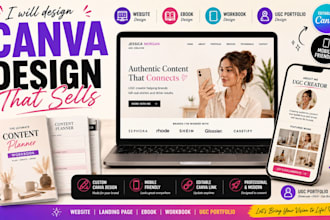 canva website design, canva ebook, workbook, landing page, canva ugc portofolio