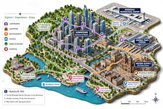 create illustrated tourism maps isometric map travel map city map