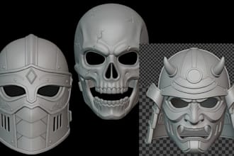 design 3d mask 3d helmet wearable 3d cosplay mask oni anime mask for 3d printing
