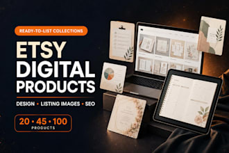 do etsy digital product design with SEO listing content
