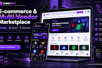 develop ecommerce website or multi vendor marketplace with payment