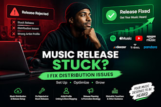 fix music distribution, distrokid issues, optimize artist profiles, production