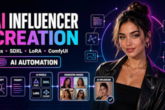 create ai influencers with flux, sdxl, lora, comfyui workflow and ai automation