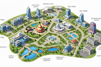 design 3d 2d  maps, amusement park maps, wayfinding and vector maps