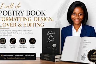 do poetry book formatting, poetry book design, poetry book cover, poetry editing