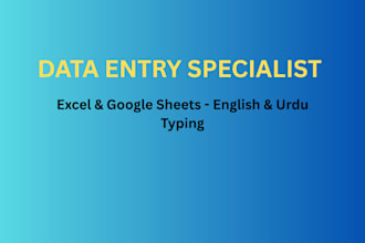do professional english and urdu data entry in excel and google sheets