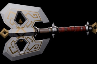 create stylized low poly handpainted game props and weapons