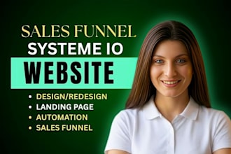 setup systeme io sales funnel automation, systeme io landing page website design