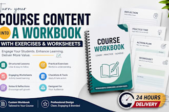 turn your course content into a workbook with exercises and worksheets