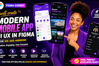 create a modern mobile app UI UX in figma for ios and android