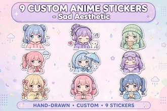 drew custom anime sticker packs and digital illustrations