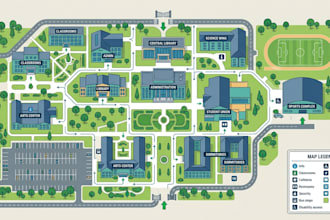 design 2d campus school and wayfinding map