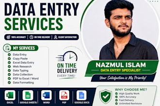 do accurate data entry, copy paste, excel and web research