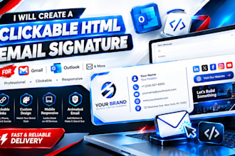 create a clickable HTML email signature for gmail and outlook and animated email