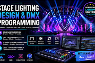 design stage lighting, event stage and program dmx cues lightkey qlc showxpress