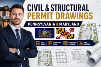 prepare pennsylvania and maryland civil and structural permit drawings