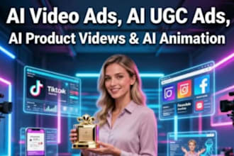 create ai ugc video ads, ai commercial ads, ai tiktok ads for ai product ads