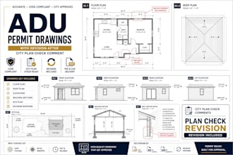 draft adu permit drawings with city plan check revisions