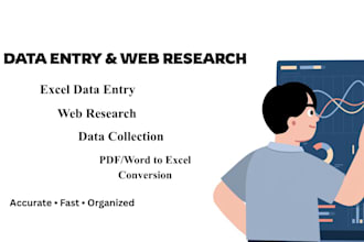 do data entry, excel, web research and import export documentation