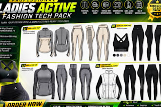 design a activewear tech pack for sport and gym wear