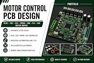 design bldc motor controller, foc, esc, pmsm, hmi, plc, uav and motor driver pcb