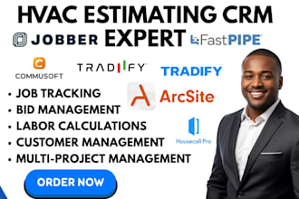 setup hvac estimating arcsite jobber fastpipe commusoft housecallpro tradify crm
