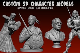 sculpt 3d character model 3d statue 3d head bust action figure for 3d printing