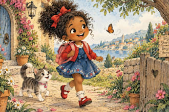 design unique children book characters with poses and expressions
