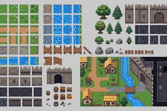 pixel art tileset pixel tilemap rpg tileset tilemap pixel game 2d game assets