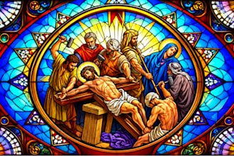 design custom fantasy stained glassart digital drawing mosaic glass illustration
