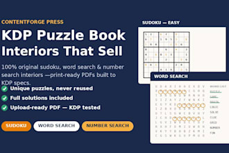design KDP puzzle book interiors sudoku and word search