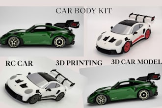 design custom wide car bodykits bumpers and fenders for 3d printable parts