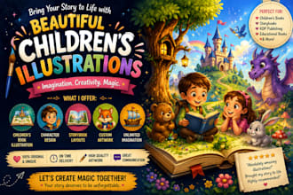 illustrate children book, story book, kids story and watercolor illustration