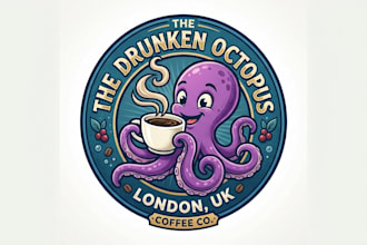 do unique funny cup octopus logo design
