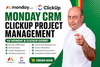 do monday crm monday com clickup project management as monday and clickup expert