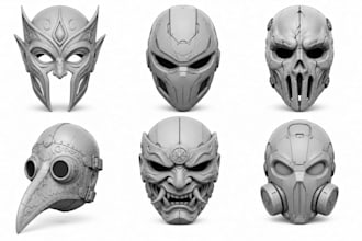 sculpt 3d cosplay masks, helmets, sci fi, creepy  print and paint wearable mask