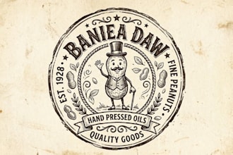 create hand drawn vintage peanut logo design