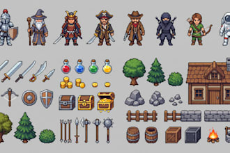 create pixel game assets 2d game assets pack pixel art props sprite ui game art