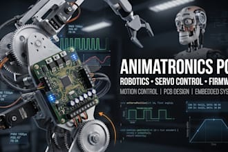 design animatronics pcb, robotics, servo control and embedded firmware