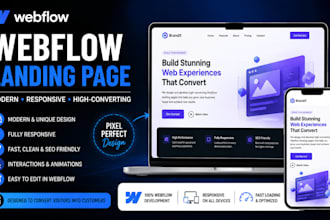 design or develop webflow website, website landing page figma to web flow