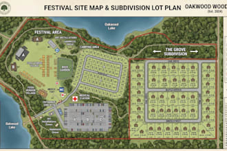 design festival map, event layout, subdivision map, lot plan and site plan